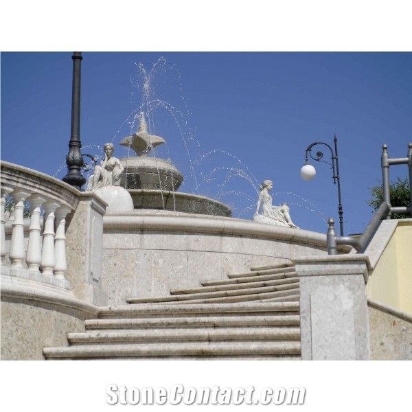 Perlato Royal Risatino Limestone Urban Landscaping Fountain Design