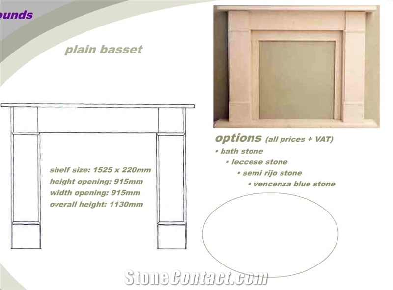 Plain Basset Semi Rijo Limestone Fireplace Mantel Design From