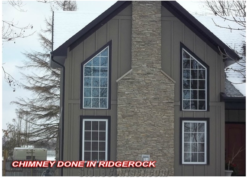 Chimney Done in Ridgerock Natural Thin Rock Veneer