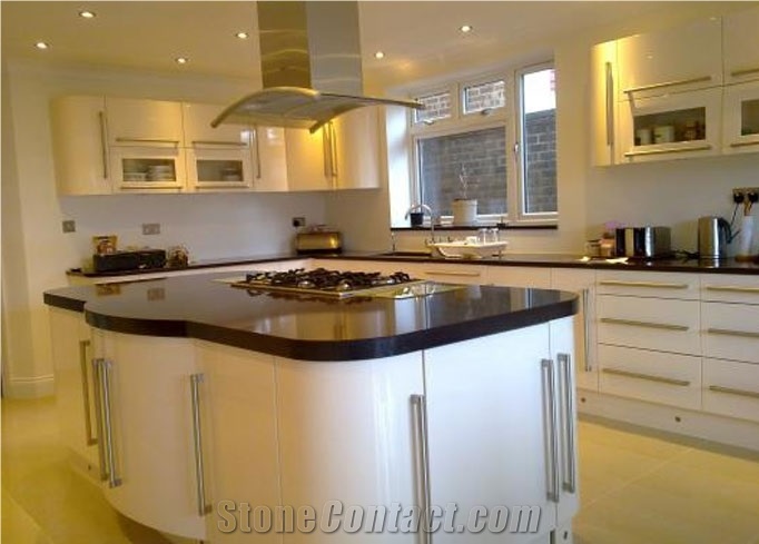 Nero Assoluto Granite Kitchen Countertop, Absolute Black Granite Kitchen Countertops
