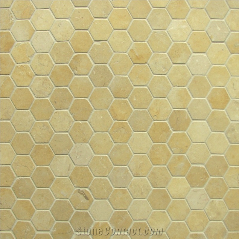 Jerusalem Gold Limestone Hexagon Mosaic