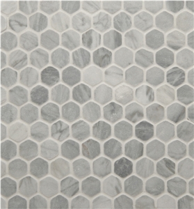 Prali Bardiglio Grey Marble Hexagon Mosaic