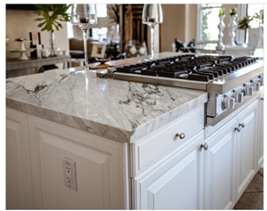 Arabescato Collettino White Marble Island Top, Kitchen Countertops