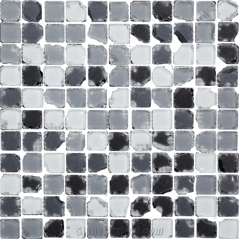 Blend Collection Tumbled Black Mist Glass Mosaic