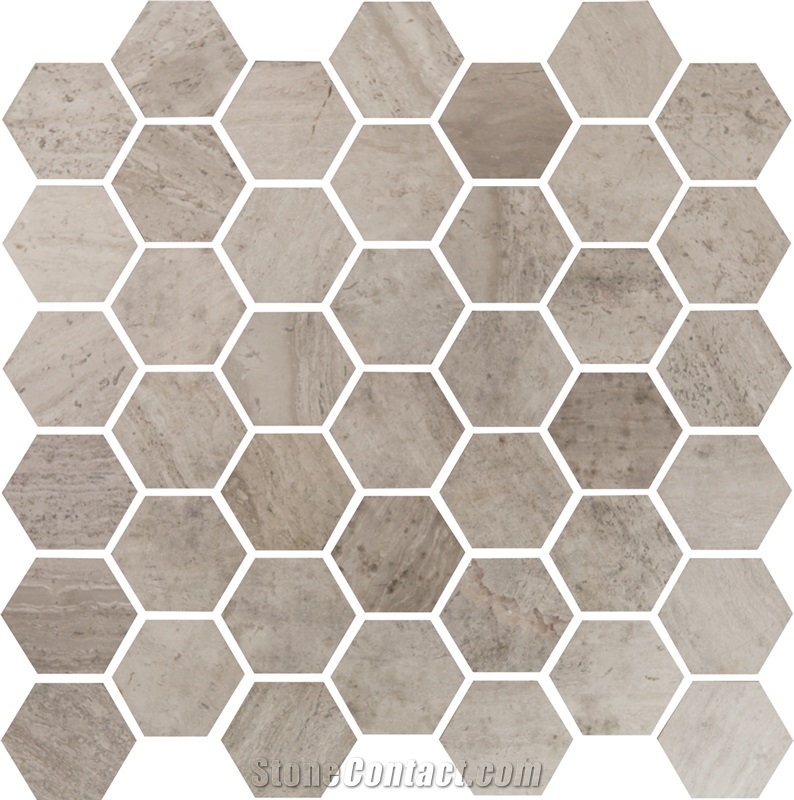 Timber Beige Marble Hexagon Mosaic Polished Petroia