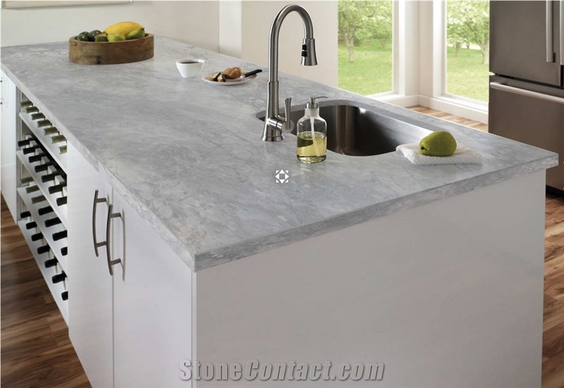 Super White Quartzite Kitchen Countertop and Island Countertop