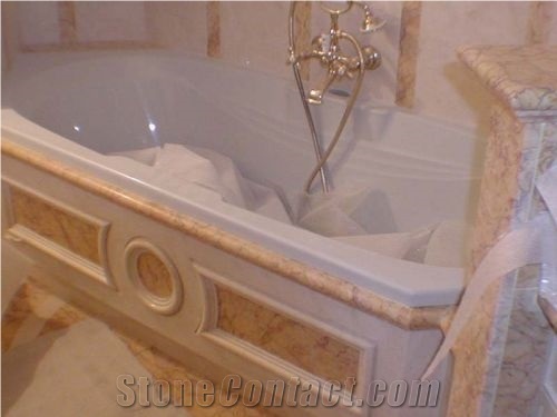 Bath Design with Crema Marfil Marble and Crema Valencia Marble