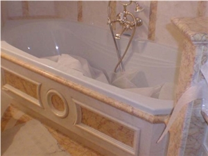 Bath Design with Crema Marfil Marble and Crema Valencia Marble