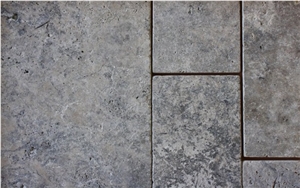 Bir Zeit Grey Limestone Tumbled French Pattern & Ashlar Pattern Set Tiles, Israel Grey Limestone