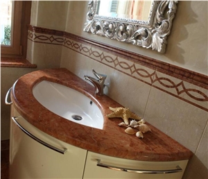Rosso Asiago Marble Tiles Bath Top
