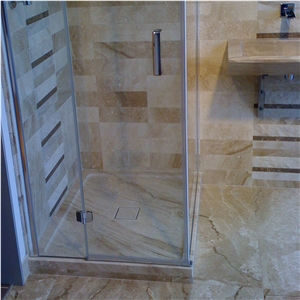 Brushed Tigrato Marble Bathroom Shower Design