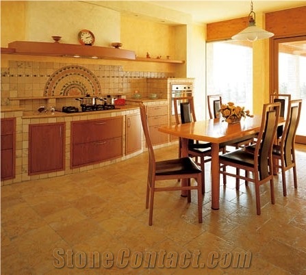 Giallo Reale Marble Brushed Kitchen Floor Tiles