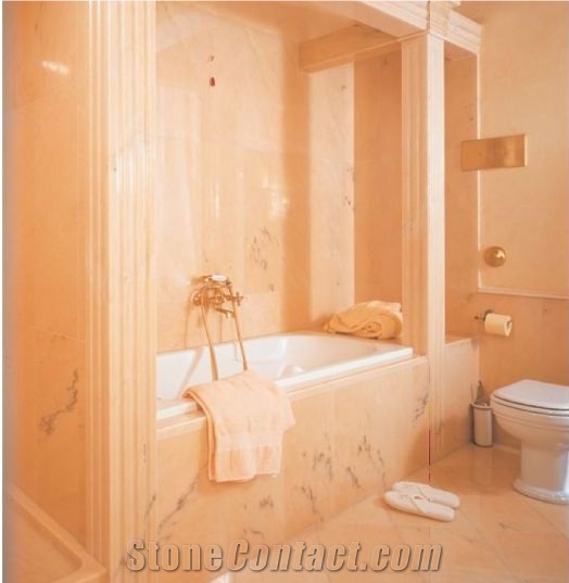 Polished Rosa Portogallo Marble Bathroom Design