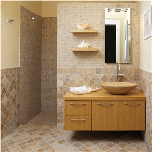 Tumbled Scabas Chiaro Travertine Bathroom Wall