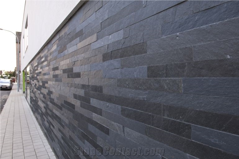 China Black Slate Stacked Wall Stone