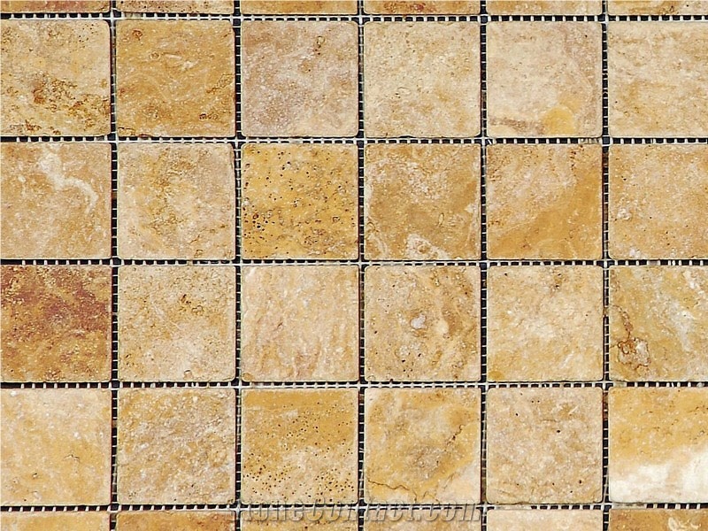 Yellow Travertine Tumbled Mosaic Tiles from United Kingdom ...