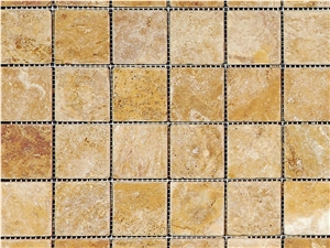 Yellow Travertine Tumbled Mosaic Tiles