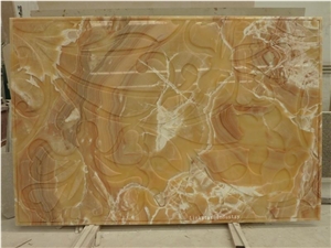 3d Natural Orange Onyx Wallpaper Cladding Panels, Yellow Onyx Wall