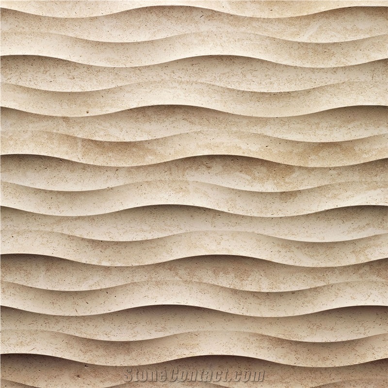 Natural Stone 3d Decor Wall Art Panels, Beige Limestone Relief & Etching