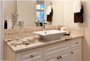 Vintage Granite Bathroom Vanity Top, White Granite