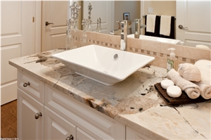 Vintage Granite Bathroom Vanity Top, White Granite