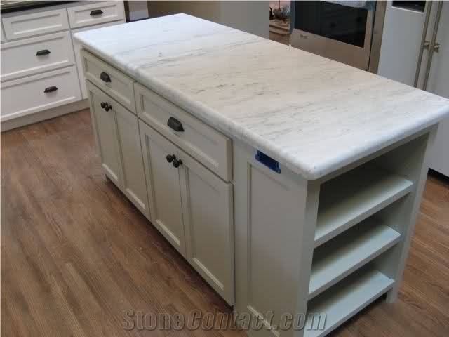 Statuary Vein White Marble Kitchen Countertops