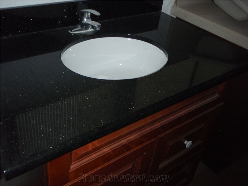 Black Galaxy Granite Bathroom Vanity, Bathroom Black Vanity Top