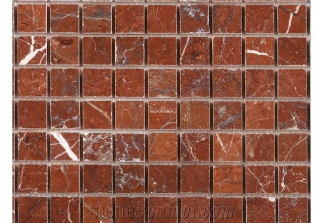 Fantasia Red Marble 2.5x2.5cm Mosaic, Wealth Red Marble