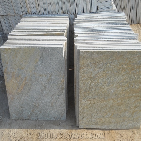 Golden White Quartzite Floor Tiles, China Beige Quartzite