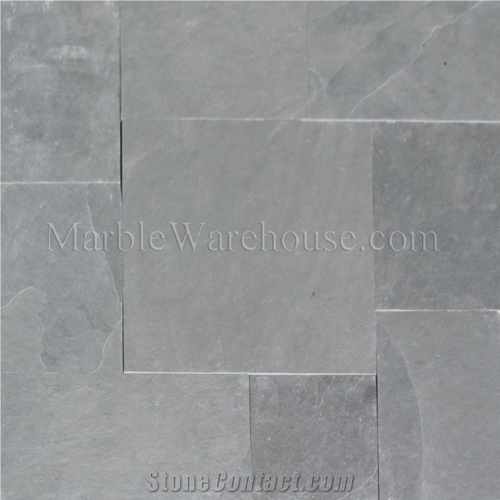 Brazilian Gray Cleft Slate Pattern Tile, Montauk Blue Slate