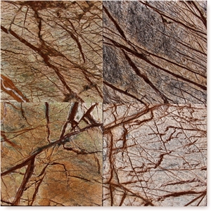 Rain Forest Brown Brushed Marble Tile 12"X12"