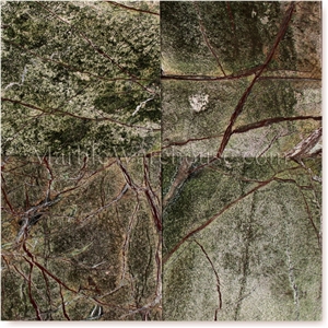 Rain Forest Green Brushed Marble Tile 12"X12"