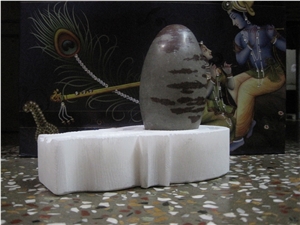 Black Marble Shivling Nandi Statue Idol, Shiva Lingam Brown Marble Statues