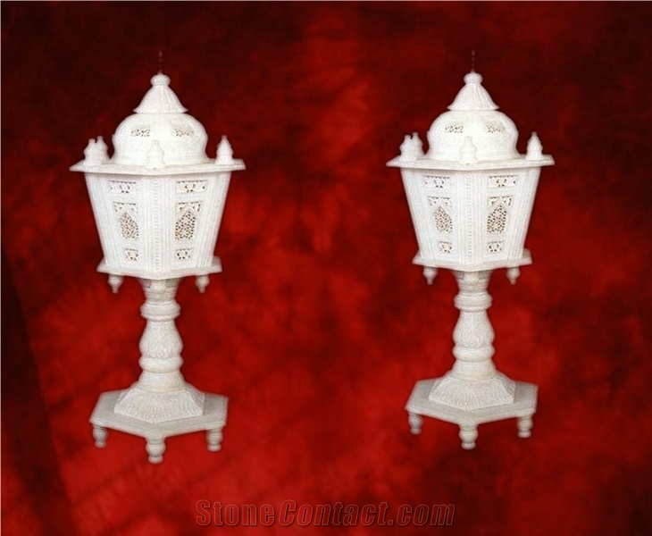 Decorative Table Lamp, Beautiful Stone Carved Night Lamp, Soapstone Laltern