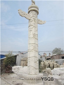 Decorative Marble Sculptured Columns, Fangshan White Marble Sculptured Columns