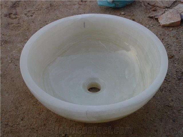 Pure White Onyx Basin, Afghan Onyx Sinks, Afghanistan White Onyx Sinks