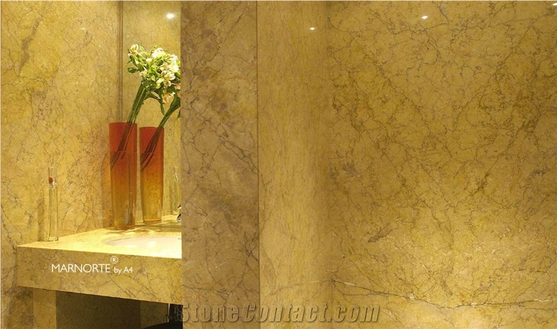 Amarelo Valverde Limestone Hotel Bathroom Design