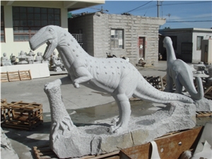 Dinosaur Stone Sculpture, White Granite Animal Sculpture