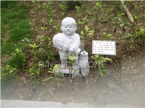 Granite Human Garden Sculpture, White Granite Sculptures
