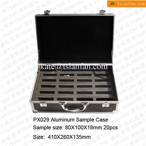 Px029 Small Slivery Suitcase Of Stone Tiles Samples