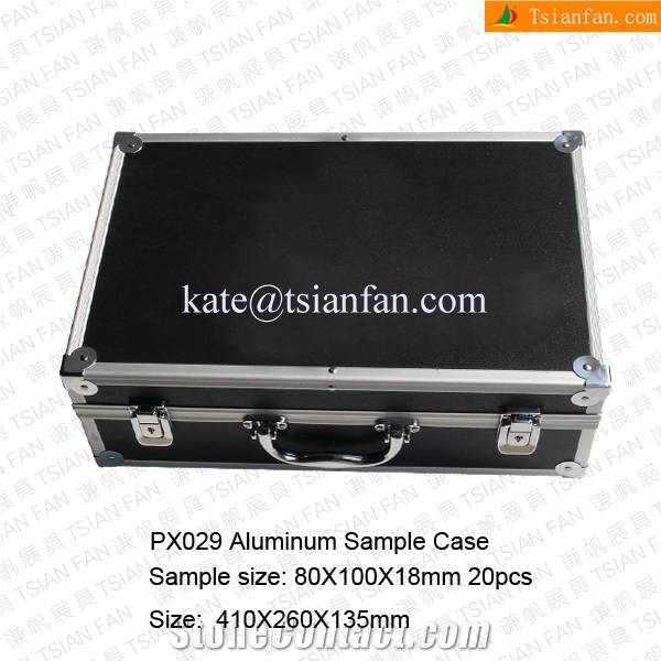Px029 Small Slivery Suitcase Of Stone Tiles Samples
