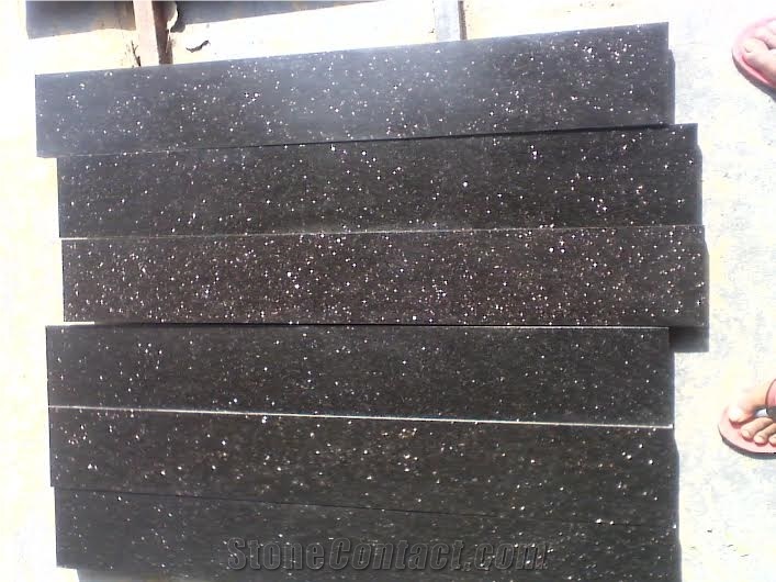 Black Galaxy Granite Steps and Risers, Galaxy Stairs & Steps Black Granite Risers