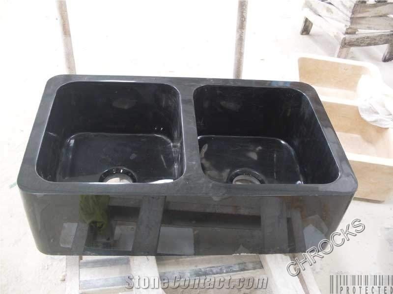 China Black Granite Farmhouse Sink / Black Kitchen Washing Basin ,Kitchen Square Sink
