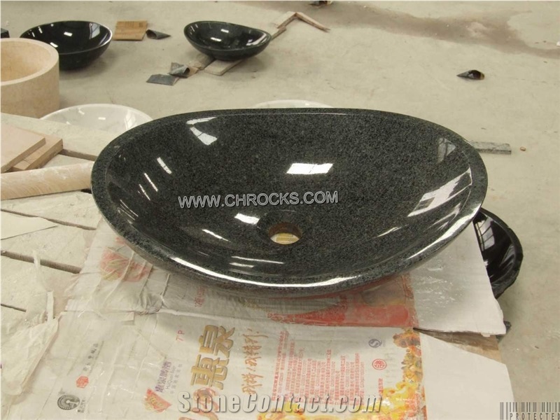 China Padang Dark G654 Black Granite Sink,Black Granite Washing Basin G654, Black Granite Oval Sink