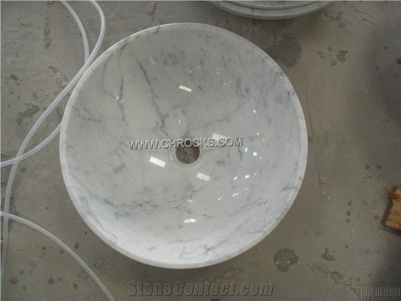 Italy Bianco Carrara White Marble Sink,White Marble Round Washing Basin,Square Stone Vessel Sinks