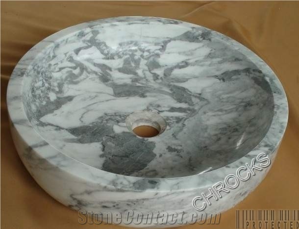 Italy Calacatta White Marble Washing Basin, Calacatta Marble Sinks & Basins
