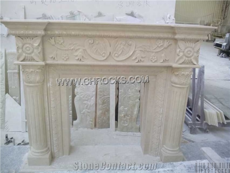 Royal Batticino Beige Marble Fireplace