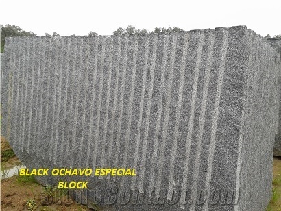 Negro Ochavo Special Granite Paving Stone Top Face Bush Hammered Paving Stone, Negro Ochavo Especial Black Granite Cobble & Pavers