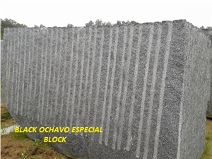 Negro Ochavo Special Granite Paving Stone Top Face Bush Hammered Paving Stone, Negro Ochavo Especial Black Granite Cobble & Pavers