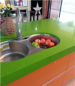 Green Quartz Stone Kitchen Countertops